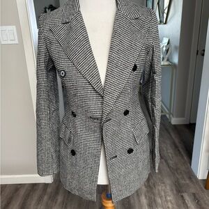 NWT Trish Scully Classic Black and White Houndstooth Blazer